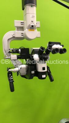 Leica M720 Triple Operated Surgical Microscope with 3 x Binoculars, 6 x 10x/21 Eyepieces, Full HD OptiChrome, Panasonic 3CCD HD Camera Head, MedX Stream Digital Recording Station V7.1.0 and Monitor on Leica OH5 Stand (Powers Up) - 7