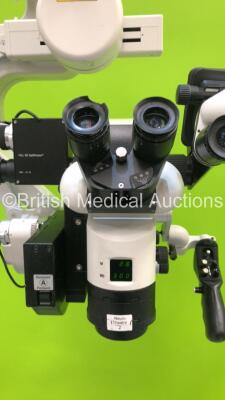 Leica M720 Triple Operated Surgical Microscope with 3 x Binoculars, 6 x 10x/21 Eyepieces, Full HD OptiChrome, Panasonic 3CCD HD Camera Head, MedX Stream Digital Recording Station V7.1.0 and Monitor on Leica OH5 Stand (Powers Up) - 8