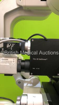 Leica M720 Triple Operated Surgical Microscope with 3 x Binoculars, 6 x 10x/21 Eyepieces, Full HD OptiChrome, Panasonic 3CCD HD Camera Head, MedX Stream Digital Recording Station V7.1.0 and Monitor on Leica OH5 Stand (Powers Up) - 11