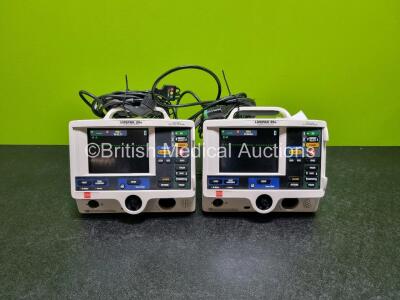 2 x Lifepak 20e Defibrillators / Monitors *Mfd - 2015* (Both Power Up) Including Pacer, ECG and Printer Options with 2 x 3 Lead ECG Leads and 2 x Paddle Leads *SN 43293062 / 43291387*