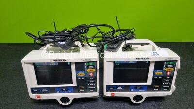 2 x Lifepak 20e Defibrillators / Monitors *Mfd - 2015* (Both Power Up) Including Pacer, ECG and Printer Options with 2 x 3 Lead ECG Leads and 2 x Paddle Leads *SN 43293062 / 43291387* - 7