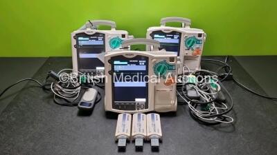 3 x Philips Heartstart MRx Defibrillators (All Power Up) Including ECG, C02 and Printer Options with 3 x Paddle Leads, 3 x Philips M3725A Test Loads, 3 x Laerdal QCPR Meters, 3 x Philips M3538A Batteries and 3 x Philips M3539A Modules