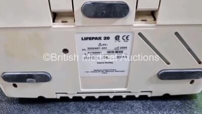 2 x Physio Control Medtronic Lifepak 20 Defibrillators / Monitors *Mfd 2004 / 2004 (Both Power Up, Both Missing Door) Including Pacer, ECG and Printer Options *ri* - 5