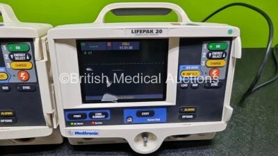 3 x Lifepak 20 Defibrillators / Monitors (All Power Up, All Missing Doors) - 2