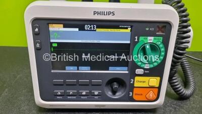 Philips Efficia DFM100 Defibrillator Software Revision 2.0 (Powers Up) Including ECG and Printer Options with Apex / Sternum Hard Paddles and Philips M3725A Test Load - 2