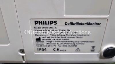 Philips Efficia DFM100 Defibrillator Software Revision 2.0 (Powers Up) Including ECG and Printer Options with Apex / Sternum Hard Paddles and Philips M3725A Test Load - 4