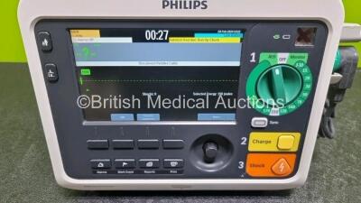 Philips Efficia DFM100 Defibrillator Software Revision 2.0 *Mfd - 2018* (Powers Up) Including Pacer, ECG and Printer Options with Apex / Sternum Hard Paddles and Philips M3725A Test Load - 2