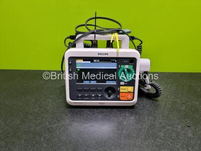 Philips Efficia DFM100 Defibrillator Software Revision 2.0 (Powers Up) Including Pacer, ECG and Printer Options with Apex / Sternum Hard Paddles and Philips M3725A Test Load