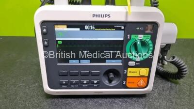 Philips Efficia DFM100 Defibrillator Software Revision 2.0 (Powers Up) Including Pacer, ECG and Printer Options with Apex / Sternum Hard Paddles and Philips M3725A Test Load - 2