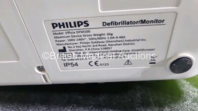 Philips Efficia DFM100 Defibrillator Software Revision 2.0 (Powers Up) Including Pacer, ECG and Printer Options with Apex / Sternum Hard Paddles and Philips M3725A Test Load - 6