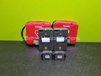 2 x Philips Heartstart FR3 Defibrillators (Both Power Up) In Carry Cases with 4 x Batteries *Install Before - 2027 / 2024 / 2022* **SN C16J00911 / C16L00746**