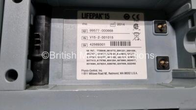 Medtronic Physio-Control Lifepak 15 Version 1 12-Lead Monitor / Defibrillator *Mfd - 2014* Ref - 99577-000668, P/N - V15-2-001015, Software Version - 3306808-007 Including Pacer, SpO2, NIBP, ECG and Printer Options with 1 x 3 Lead ECG Lead, 1 x 6 Lead ECG - 8