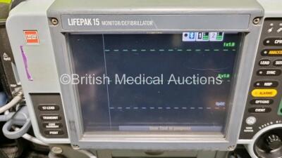 Medtronic Physio-Control Lifepak 15 Version 1 12-Lead Monitor / Defibrillator *Mfd - 2014* Ref - 99577-000668, P/N - V15-2-001015, Software Version - 3306808-007 Including Auxiliary, Pacer, SpO2, NIBP, ECG and Printer Options with 1 x 3 Lead ECG Lead, 1 x - 2