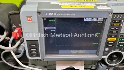 Medtronic Physio-Control Lifepak 15 Version 1 12-Lead Monitor / Defibrillator *Mfd - 2014* Ref - 99577-000668, P/N - V15-2-001015, Software Version - 3306808-007 Including Auxiliary, Pacer, SpO2, NIBP, ECG and Printer Options with 1 x 3 Lead ECG Lead, 1 x - 2