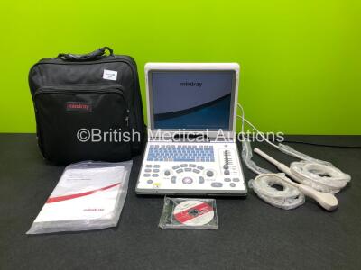 Mindray DP-50 Portable Digital Ultrasonic Diagnostic Imaging System *Mfd 2013* (Powers Up) with 1 x Mindray 65EC10EA Transducer / Probe *Mfd 2014* 1 x Mindray 35C50EA Transducer / Probe *Mfd 2014* and Operators Manual in Carry Case