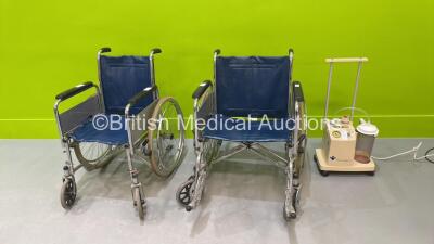 2 x Manual Wheelchairs and 1 x Therapy Ltd Suction Unit (Powers Up) *S/N 138405*