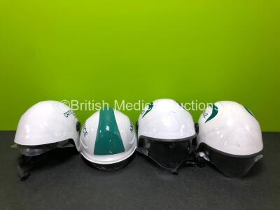 4 x Ambulance Safety Helmets (1 x Crack in Casing - See Photos)