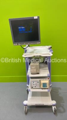 Olympus Stack Trolley with Olympus OEV191H Monitor, Powervale 5115 Power Unit and RapidVac Smoke Evacuator (All Power Up)