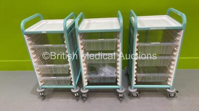 3 x Bristol Maid Mobile Storage Trolleys