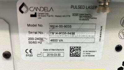 Candela GentleMax Pro Laser Treatment Machine Model No 9914-00-9035 For Laser Hair Removal and Skin Treatment with 2 x Candela Pro Series Handpieces (1 x Damaged - See Photo) Footswitch and Key (Powers Up with Key - Key Included - 3 Pin Power Supply) * Mf - 6