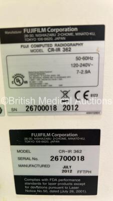 Fujifilm FCR XG5000 CR Reader Model CR-IR 362 (Powers Up) *S/N 26700018* **Mfd 07/2012** - 5