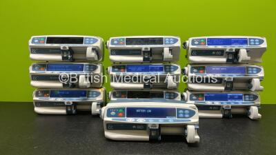 Job Lot Including 2 x CareFusion CC Alaris Guardrails Plus Syringe Pumps, 4 x CareFusion CC Alaris Syringe Pumps (1 x Missing Screws - See Photo) and 4 x CareFusion CC Alaris Guardrails Plus BD Syringe Pumps *Mfd 2020* (All Power Up) *SN 135165282 / 13513