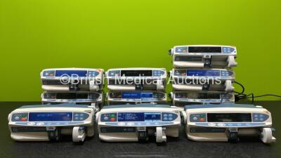 Job Lot Including 9 x CareFusion CC Alaris Guardrails Plus Syringe Pumps (1 x Missing Battery & Cover - 1 x Missing Battery Cover - See Photos) and 1 x CareFusion CC Alaris Guardrails Plus BD Syringe Pumps *Mfd 2020* (All Power Up) *SN 135138282 / 1351653