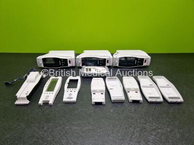 Job Lot Including 3 x Masimo Radical 7 Pulse Oximeters (All Power Up, 1 x Cracked Screen - See Photo) with Spare Casings and 1 x Masimo Radical 5 Pulse Oximeter (Powers Up) *SN 530773 / 293784 / 276987 / 2993326*