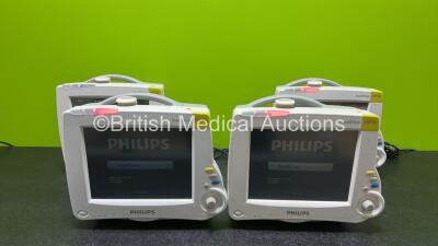 4 x Philips IntelliVue MP30 Touchscreen Monitors (All Power Up and All Missing Internal Batteries) *SN DE54018507 / DE54018492 / DE54018510 / DE54018523*