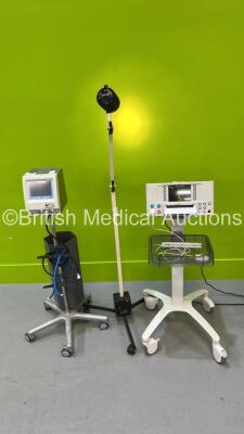 1 x Daray Patient Examination Lamp on Stand (Powers Up with Good Bulb) , 1 x Anetic Aid AET Electronic Tourniquet and 1 x Huntleigh Sonicaid FM800 Fetal Monitor on Stand with 1 x Transducer (Powers Up) *S/N 739AX0330310-08 / 2254*