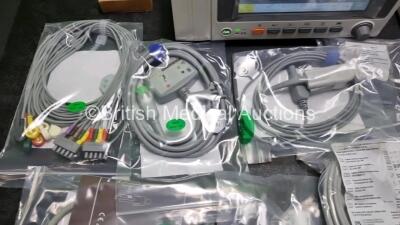 4 x EDAN iM50 Touch Screen Patient Monitors (Like New In Box) Including ECG, SpO2, NIBP, IBP1, IBP2, T1, T2 and CO2 Module Holder Options *Mfd 2020* with 2 x Batteries, 2 x BP Hoses, 2 x BP Cuff, 2 x IBP Pressure Transducers, 2 x SpO2 Sensors and 2 x AC P - 5