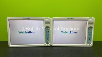 2 x Welch Allyn 1500 Patient Monitors with (Both Power Up, Both Missing Dials, Minor Cracked Casings and Scratched Screens-See Photos) *SN 791.00936 / 791.00830*