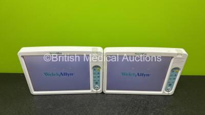 2 x Welch Allyn 1500 Patient Monitors with (Both Power Up, Both Missing Dials, Minor Cracked Casings and Scratched Screens-See Photos) *SN 791.00936 / 791.00830* - 2