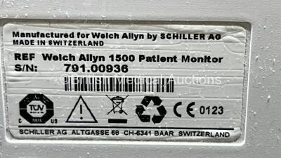 2 x Welch Allyn 1500 Patient Monitors with (Both Power Up, Both Missing Dials, Minor Cracked Casings and Scratched Screens-See Photos) *SN 791.00936 / 791.00830* - 16