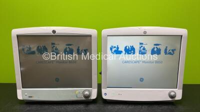 2 x GE Carescape B650 Touch Screen Patient Monitors *Mfd 2010 & 2016* (Both Power Up and 1 x Damaged Light Cover - See Photo) *SN SEW10334254HA / SK416471047HA*