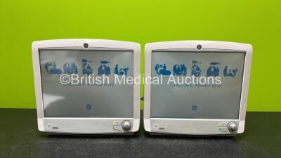 2 x GE Carescape B650 Touch Screen Patient Monitors Including Printer Option *Both Mfd 2012* (Both Power Up) *SN SEW12080245HA / SEW12080210HA*