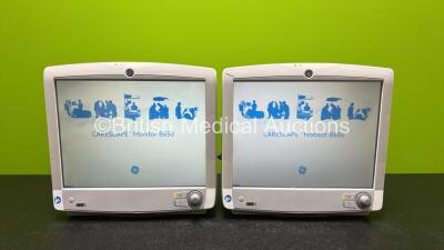 2 x GE Carescape B650 Touch Screen Patient Monitors *Both Mfd 2016* (Both Power Up, 1 x Faulty Touch Screen and 1 x Cracked Case - See Photos) *SN SK41648125HA / SK416471057HA*