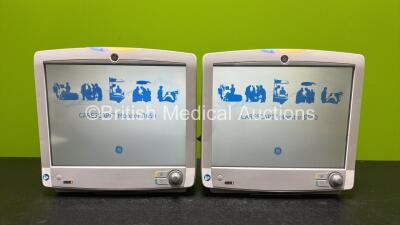 2 x GE Carescape B650 Touch Screen Patient Monitors *Both Mfd 2016* (Both Power Up and Both Damaged Cases - See Photos) *SN SK416481247HA / SK416471050HA*