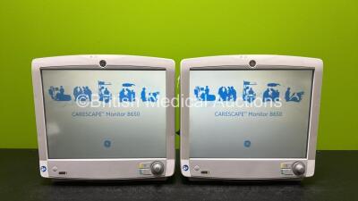 2 x GE Carescape B650 Touch Screen Patient Monitors *Both Mfd 2016* (Both Power Up) *SN SK416481255HA / SK416481250HA*
