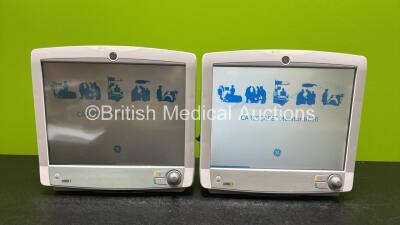 2 x GE Carescape B650 Touch Screen Patient Monitors *Mfd 2010 & 2015* (Both Power Up and Both Scratched Screens - See Photos) *SN SEW10507815HA / SEW15112318HA*