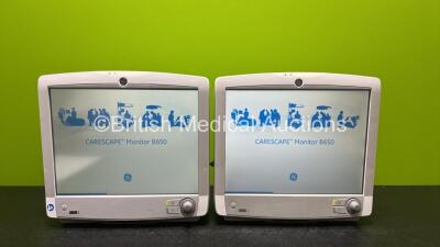 2 x GE Carescape B650 Touch Screen Patient Monitors *Mfd 2015 & 2016* (Both Power Up and 1 x Damaged Case - See Photo) *SN SK416481248HA / SEW15112319HA*