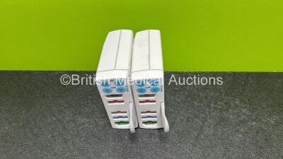 2 x GE E-PSMP-01 Modules Including ECG, NIBP, P1-P2, T1-T2 and SpO2 Options *Mfd 2012 & 2013* (1 x Cracked Case - See Photo0 *SN 6923561 / 6962846* - 2
