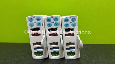 3 x GE E-PSMP-00 Modules Including ECG, NIBP, P1-P2, T1-T2 and SpO2 Options *Mfd 2 x 2010 & 1 x 2012* *SN 6776282 / 6823334 / 6596133*