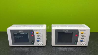 2 x Philips IntelliVue X2 Handheld Patient Monitors Including ECG, SpO2, NBP, Press and Temp Options *Both Mfd 2010* (Both Power Up with Stock Batteries - Stock Batteries Not Included)