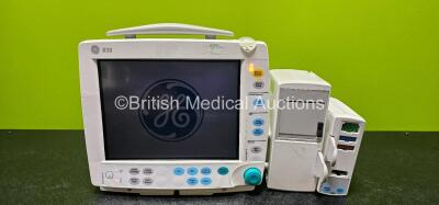 GE B30 Patient Monitor (Powers Up with Damaged Casing - See Photo) with 1 x GE E-PSMW Module Including ECG, SpO2, NIBP and T1/T2 Options and 1 x N-FREC-00 Printer Module *SN 1748759 / 6848137 / SF312175419WA*