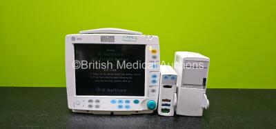 GE B30 Patient Monitor (Powers Up with Damaged Casing - See Photo) with 1 x GE E-PSMW Module Including ECG, SpO2, NIBP and T1/T2 Options and 1 x N-FREC-00 Printer Module (Damaged Case - See Photo) *SN 1749217 / 6848141 / SF312175421WA*