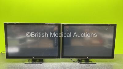 2 x Spacelabs Xhibit 22" Touch Screen LCD Monitors (Both Draws Power and Both Damaged Screens - See Photos) *SN 18220XTF0472 / 188220XTF0127*