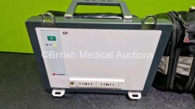 GS Corpuls3 Slim Defibrillator Ref : 04301 (Powers Up) with Corpuls Patient Box Ref : 04200 (Powers Up) with Pacer, Oximetry, ECG-D, ECG-M, CO2, CPR, NIBP and Printer Options, 4 and 6 Lead ECG Leads, SPO2 Finger Sensor, Hose, Paddle Lead, CO2 Cable, 3 x B - 9