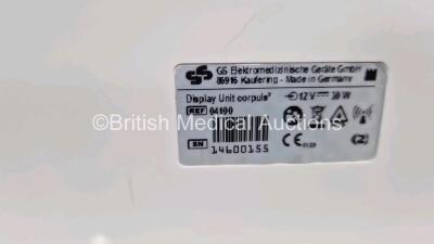 GS Corpuls3 Slim Defibrillator Ref : 04301 (Powers Up) with Corpuls Patient Box Ref : 04200 (Powers Up) with Pacer, Oximetry, ECG-D, ECG-M, CO2, CPR, NIBP and Printer Options, 4 and 6 Lead ECG Leads, SPO2 Finger Sensor, Hose, Paddle Lead, CO2 Cable, 3 x B - 10