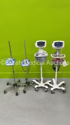 2 x DeVilbiss UltraNeb Units on Stands and 2 x Welch Allyn 53N00 VItal Signs Monitors on Stands (All Power Up) *S/N JA087571 / JA125979*